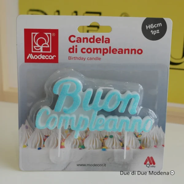 Candela Buon Compleanno Modecor Celeste