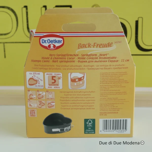 Mini teglia cuore Dr.Oetker retro della confezione