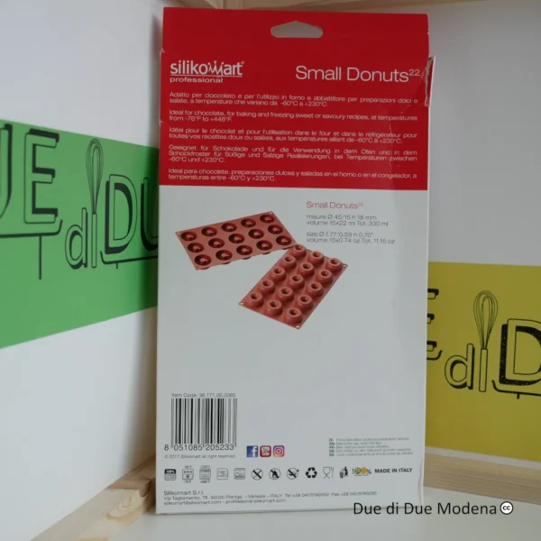 Stampo in silicone mini donuts Silikomart retro della confezione