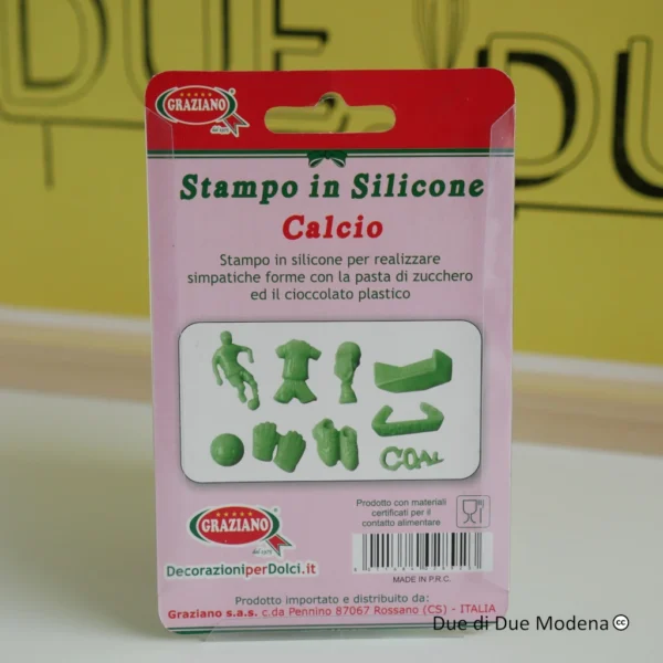 Stampo in silicone a tema calcio Graziano retro della confezione