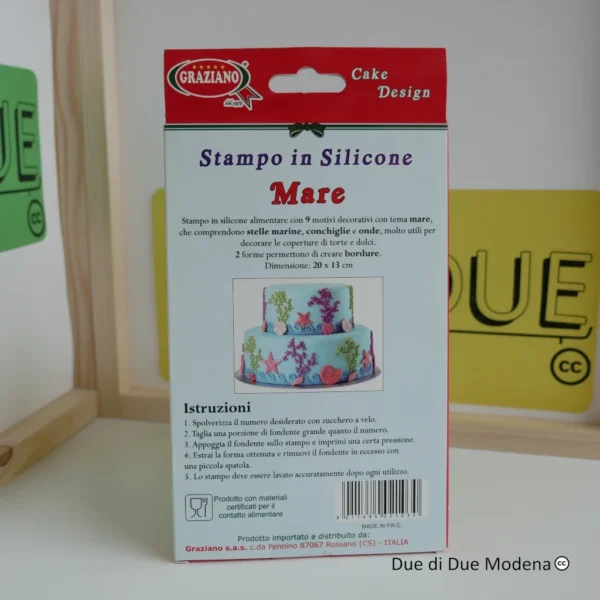Stampo in silicone tema mare Graziano retro della confezione