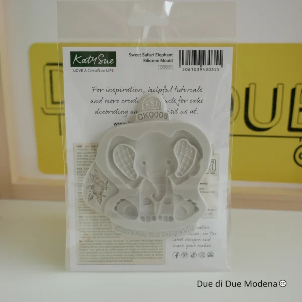 Stampo in silicone Elefante Katy Sue retro della confezione